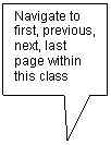 Rectangular Callout: Navigate to first, previous, next, last page within this class